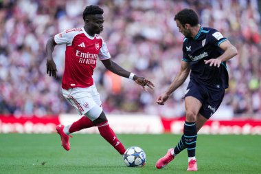 Arsenal 'den Bukayo Saka, 9 Ağustos 2025' te İngiltere 'nin Emirates Stadyumu' nda oynanan Arsenal - Athletic Bilbao maçında