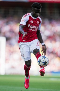 Arsenal 'den Bukayo Saka, 9 Ağustos 2025' te İngiltere 'nin Emirates Stadyumu' nda oynanan Arsenal - Athletic Bilbao maçında