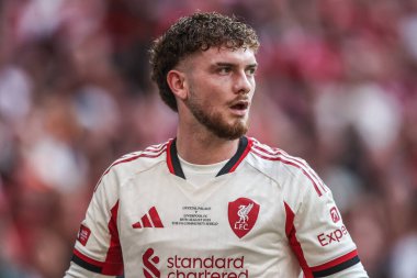 Liverpool 'dan Harvey Elliott, 10 Ağustos 2025' te Wembley Stadyumu 'nda oynanan FA Community Shield maçı sırasında Liverpool' a karşı Crystal Palace maçında...