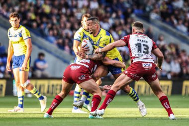 Warrington Wolves takımından Paul Vaughan, 8 Ağustos 2025 'te Warrington, İngiltere' deki Halliwell Jones Stadyumu 'nda oynanan 21.