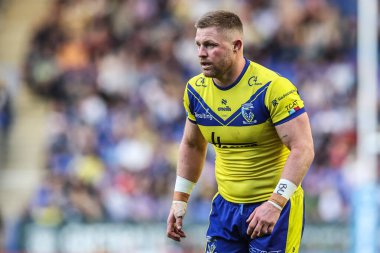 Warrington Wolves 'tan Luke Yates 21. Betfred Süper Ligi karşılaşmasında Warrington Wolves, Wigan Warriors' a karşı Halliwell Jones Stadyumu, Warrington, Birleşik Krallık, 8 Ağustos 2025