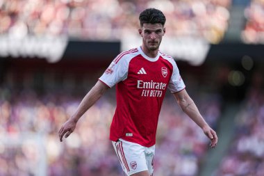 Arsenal 'den Declan Rice, 9 Ağustos 2025 tarihinde Birleşik Krallık, Londra' daki Emirates Stadyumu 'nda oynanan Arsenal - Athletic Bilbao maçında