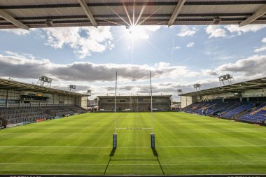 Halliwell Jones Stadyumu, 21. Betfred Süper Lig karşılaşması öncesinde Halliwell Jones Stadyumu 'nda Warrington Wolves' a karşı Wigan Warriors maçı, 8 Ağustos 2025.