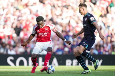 Arsenal 'den Bukayo Saka, 9 Ağustos 2025' te İngiltere 'nin Emirates Stadyumu' nda oynanan Arsenal - Athletic Bilbao maçında