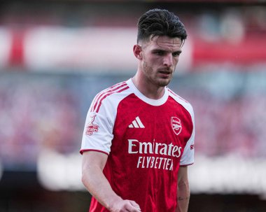 Arsenal 'den Declan Rice, 9 Ağustos 2025 tarihinde Birleşik Krallık, Londra' daki Emirates Stadyumu 'nda oynanan Arsenal - Athletic Bilbao maçında