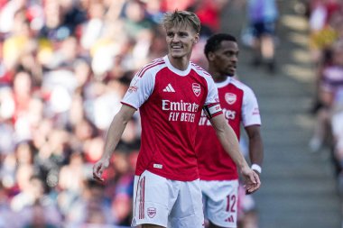 Arsenal 'den Martin degaard, 9 Ağustos 2025' te Birleşik Krallık, Londra 'daki Emirates Stadyumu' nda oynanan Arsenal - Athletic Bilbao maçında