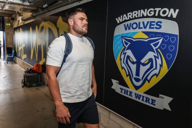 Warrington Wolves takımından Joe Philbin, 21. Betfred Süper Ligi karşılaşmasında Wigan Warriors 'a karşı Halliwell Jones Stadyumu, Warrington, Birleşik Krallık, 8 Ağustos 2025
