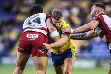 Warrington Wolves takımından George Williams, 8 Ağustos 2025 'te Warrington, İngiltere' deki Halliwell Jones Stadyumu 'nda oynanan 21.