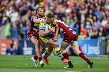 Warrington Wolves takımından George Williams, 8 Ağustos 2025 'te Warrington, İngiltere' deki Halliwell Jones Stadyumu 'nda oynanan 21.