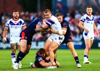 Wakefield Trinity takımından Caius Faatili, Wakefield Stadyumu, Wakefield, Birleşik Krallık 'ta oynanan 21.