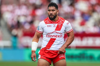 Hull KR takımından Kelepi Tanginoa 21. Betfred Süper Ligi karşılaşmasında Hull KR, Castleford Tigers 'a karşı 9 Ağustos 2025' te Kingston, Hull, İngiltere 'deki Craven Park' ta oynanan karşılaşmada