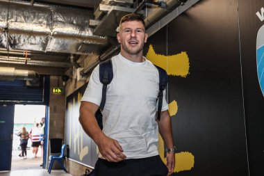 Warrington Wolves takımından George Williams, Warrington Wolves 'a karşı Wigan Warriors maçında 8 Ağustos 2025' te Warrington, İngiltere 'deki Halliwell Jones Stadyumu' na geldi.