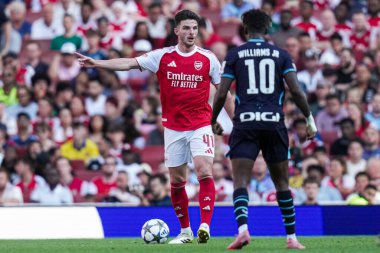 Arsenal 'den Declan Rice, 9 Ağustos 2025 tarihinde Birleşik Krallık, Londra' daki Emirates Stadyumu 'nda oynanan Arsenal - Athletic Bilbao maçında