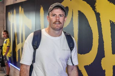 Warrington Wolves takımından Lachlan Fitzgibbon, 22. Betfred Süper Lig karşılaşması sırasında Halliwell Jones Stadyumu, Warrington, Birleşik Krallık 'ta oynanan Warrington Wolves - Catalans Dragons maçına geldi.