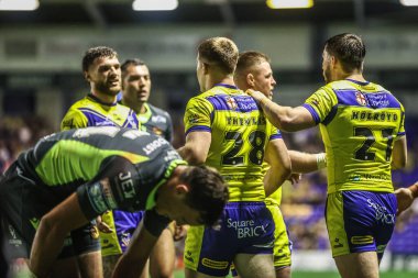 Warrington Wolves 'tan Jake Thewlis, 14 Ağustos 2025' te Warrington, İngiltere 'deki Halliwell Jones Stadyumu' nda oynanan 22.