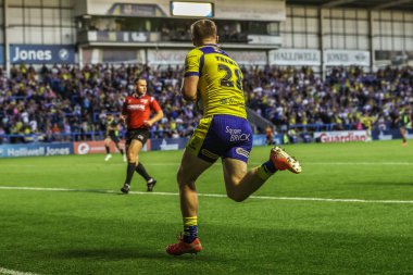 Warrington Wolves 'tan Jake Thewlis, 14 Ağustos 2025' te Warrington, İngiltere 'deki Halliwell Jones Stadyumu' nda oynanan 22.