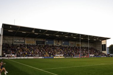 İlk yarının sahneleri Betfred Süper Lig 22. Maçı sırasında Warrington Wolves, Catalans Dragons 'a karşı Halliwell Jones Stadyumu, Warrington, Birleşik Krallık, 14 Ağustos 2025