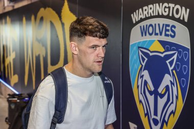 Warrington Wolves takımından Josh Thewlis, 14 Ağustos 2025 'te oynanan Betfred Süper Lig 22. Maçı' nda Warrington Wolves, Catalans Dragons 'a karşı Halliwell Jones Stadyumu' na geldi.