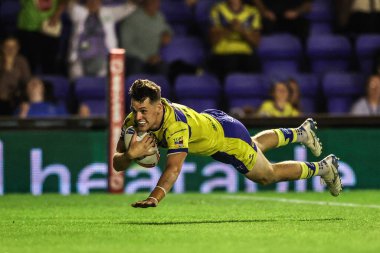 Warrington Wolves 'tan Josh Thewlis, 14 Ağustos 2025' te Warrington, İngiltere 'deki Halliwell Jones Stadyumu' nda oynanan 22.