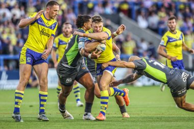 Warrington Wolves 'tan George Williams, 14 Ağustos 2025' te Warrington, İngiltere 'deki Halliwell Jones Stadyumu' nda oynanan 22.