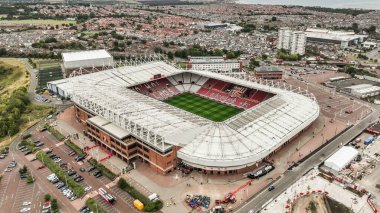 Premier Lig karşılaşması öncesinde Sunderland-West Ham United Stadyumu, Sunderland, İngiltere 'de 16 Ağustos 2025' te oynanacak olan stadyumun hava görüntüsü.