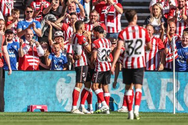 Sunderland 'dan Wilson Isidor, 16 Ağustos 2025' te Sunderland-West Ham United Stadyumu 'nda oynanan Premier League maçında 3-0' lık galibiyet golünü kutluyor.