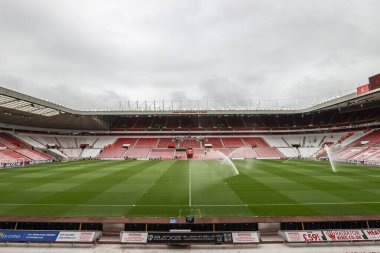 Premier Lig karşılaşması öncesinde, Sunderland - West Ham United Stadyumu, Sunderland, İngiltere 'de 16 Ağustos 2025' te oynanan Premier Lig karşılaşmasının genel görüntüsü.