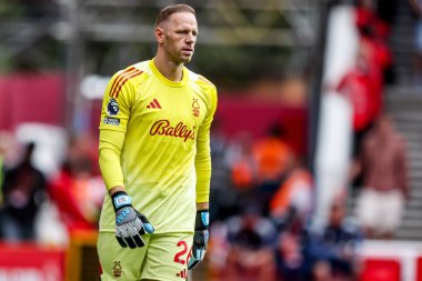 Nottingham Ormanı 'ndan Matz Sels 17 Ağustos 2025' te Nottingham Forest, Brentford 'a karşı oynanan Premier Lig maçında görülüyor.