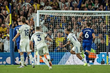 Leeds United takımından Lukas Nmecha, 18 Ağustos 2025 'te Leeds Road, İngiltere' de oynanan Premier League maçı Leeds United-Everton maçında 1-0 kazanma golünü kutluyor.