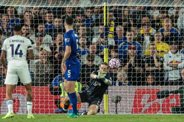 Everton 'dan Jordan Pickford, 18 Ağustos 2025' te İngiltere 'nin Leeds Road kentinde oynanan Premier League maçı Leeds United-Everton maçında golü kaydetti.