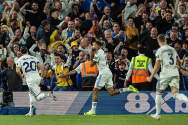 Leeds United takımından Lukas Nmecha, 18 Ağustos 2025 'te Leeds Road, İngiltere' de oynanan Premier League maçı Leeds United-Everton maçında 1-0 kazanma golünü kutluyor.
