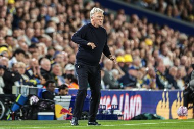 David Moyes Premier League maçında Everton 'ın teknik direktörü Leeds United Everton' a karşı Elland Road, Leeds, İngiltere, 18 Ağustos 2025