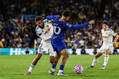 Leeds United 'dan Jayden Bogle ve Everton' dan Iliman Ndiaye Premier Lig maçı sırasında Leeds United Everton 'a karşı Elland Road, Leeds, İngiltere, 18 Ağustos 2025' te oynadılar.