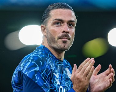 Everton 'dan Jack Grealish Premier League maçında ısınma turunda Leeds United Everton' a karşı Elland Road, Leeds, İngiltere, 18 Ağustos 2025