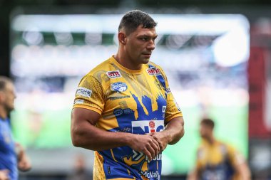 Leeds Rhinos 'tan Ryan Hall maç öncesi ısınma turunda Betfred Süper Ligi 23. Maç Leeds Gergedan Hull KR' a karşı Headingley Stadyumu, Leeds, İngiltere, 21 Ağustos 2025