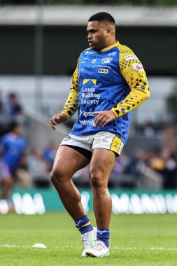 Leeds Rhinos 'tan Sam Lisone maç öncesi ısınma turunda Betfred Süper Ligi 23. Maç Leeds Rhinos Hull KR' a karşı Headingley Stadyumu, Leeds, İngiltere, 21 Ağustos 2025