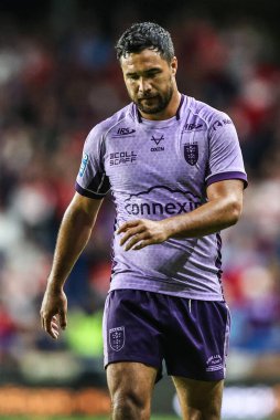 Hull KR takımından Peta Hiku, Betfred Süper Ligi 23. raundunda Leeds Rhinos 'a karşı Hull KR maçı sırasında Headingley Stadyumu, Leeds, Birleşik Krallık' ta 21 Ağustos 2025 'te oynanmıştır.