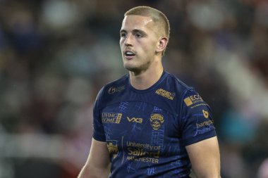 Salford Red Devils 'den Charlie Glover, Betfred Süper Lig 23. Raundda Leigh Leopards' a karşı Salford Red Devils maçı sırasında Leigh Spor Köyü, Leigh, İngiltere, 22 Ağustos 2025