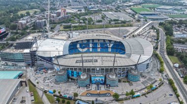 Etihad Stadyumu 'nun Premier Lig maçı sırasında Manchester City ile Tottenham Hotspur arasında 23 Ağustos 2025' te Etihad Stadyumu 'nda bir hava görüntüsü.
