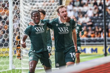 Blackburn Rovers takımından Hayden Carter, 23 Ağustos 2025 'te İngiltere' nin Hull şehrindeki MKM Stadyumu 'nda oynanan Sky Bet Şampiyonası maçında 0-1' lik galibiyetini kutluyor.