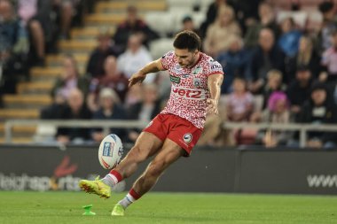 Leigh Leoparları 'ndan Ben McNamara, 22 Ağustos 2025' te Leigh Spor Köyü 'nde oynanan Betfred Süper Lig 23. Raundunda Leigh Leopards - Salford Red Devils maçında gol attı.