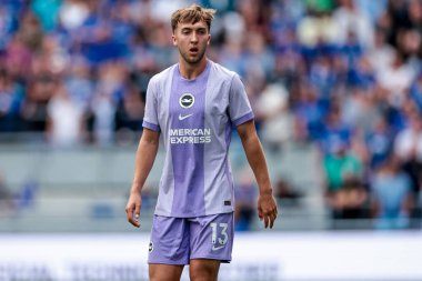 Brighton & Hove Albion takımından Jack Hinshelwood, 24 Ağustos 2025 'te İngiltere' nin Liverpool kentinde oynanan Premier Lig karşılaşmasında Everton, Brighton ve Hove Albion 'a karşı oynuyor.