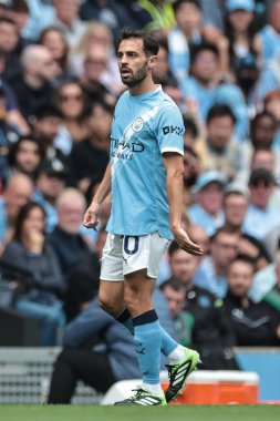 Manchester City 'nin Tottenham Hotspur' a karşı oynadığı Premier League maçında Manchester City 'den Bernardo Silva, Etihad Stadyumu, Manchester, İngiltere, 23 Ağustos 2025