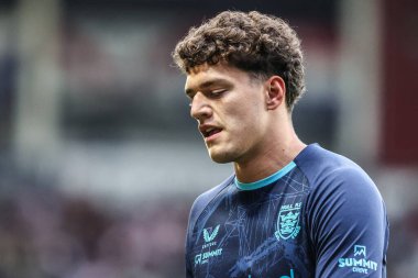 Hull FC 'den Lewis Martin, Betfred Süper Lig maçının 23. Maçı sırasında St Helens vs Hull FC ile Birleşik Krallık' ın St Helens Stadyumu, 22 Ağustos 2025 'te oynanan karşılaşma öncesi ısınma maçında...