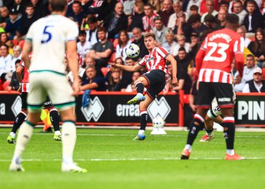 Sheffield United takımından Harrison Burrows, 23 Ağustos 2025 'te Bramall Lane, Sheffield, İngiltere' de oynanan Sheffield United-Millwall maçında sahaya çıktı.