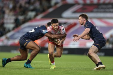 Leigh Leoparları 'ndan Ben McNamara Betfred Süper Lig 23. Raundda Leigh Leopards' a karşı Salford Red Devils maçı sırasında Leigh Spor Köyü, Leigh, İngiltere, 22 Ağustos 2025