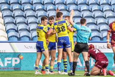 Warrington Wolves 'tan Connor Wrench, 24 Ağustos 2025' te Accu Stadyumu, Huddersfield, Birleşik Krallık 'ta oynanan Betfred Süper Lig 23.
