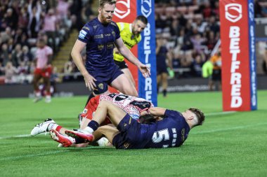 Leigh Leoparları 'ndan Ethan O' neill, 22 Ağustos 2025 'te Leigh Spor Köyü, Leigh, İngiltere' de oynanan Betfred Süper Lig 23. Raundda Leigh Leopards - Salford Red Devils maçına gidiyor.