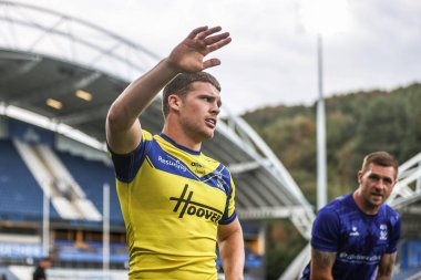 Warrington Wolves 'tan Jake Thewlis, Betfred Süper Lig 23. Raundda oynanan Huddersfield Giants' ın Warrington Wolves 'a karşı oynadığı maçta maç öncesi ısınma turunda, 24 Ağustos 2025' te Accu Stadyumu, Huddersfield, Birleşik Krallık