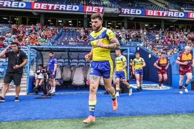 Warrington Wolves 'tan Connor Wrench 24 Ağustos 2025' te İngiltere 'nin Accu Stadyumu' nda oynanan Betfred Süper Lig 23. Raundda Huddersfield Giants ve Warrington Wolves maçında sahaya çıkıyor.